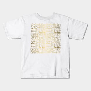 Figure Skating Subway Style Typographic Design Gold Foil Kids T-Shirt